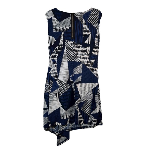 MT Collection NWT XL Blue White Geometric Print Sleeveless Dress Women's - Picture 2 of 6